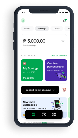 maya savings app interface