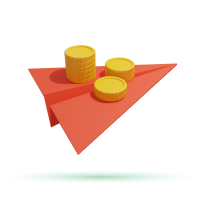 paper plane with coins