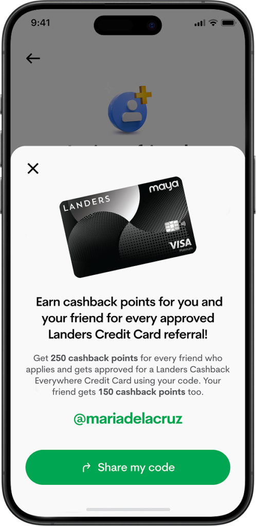 Earn cashback points